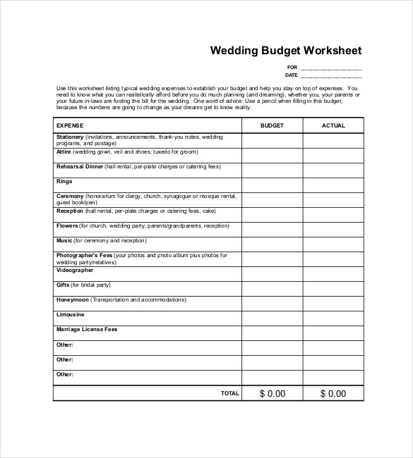 Sample Wedding Worksheet PDF Sample Wedding Worksheet PDF