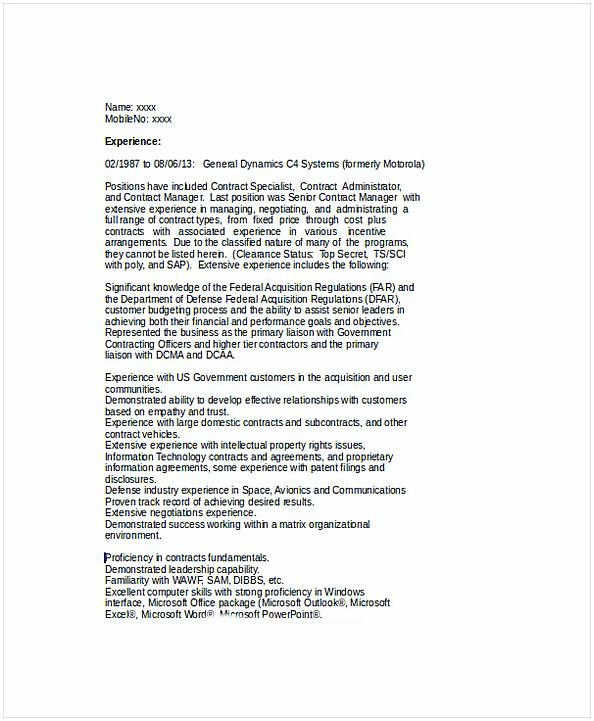 Senior Contract Manager Resume Senior Contract Manager Resume
