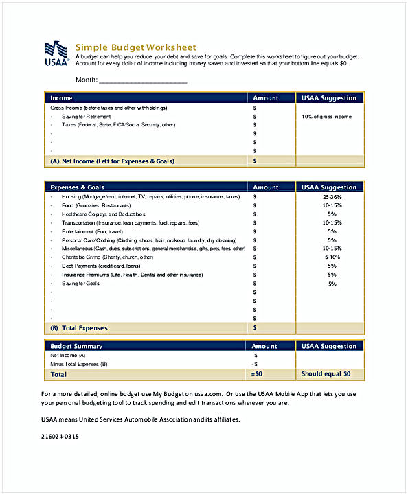Simple Budget Worksheet Template 2 Simple Budget Worksheet Template 2