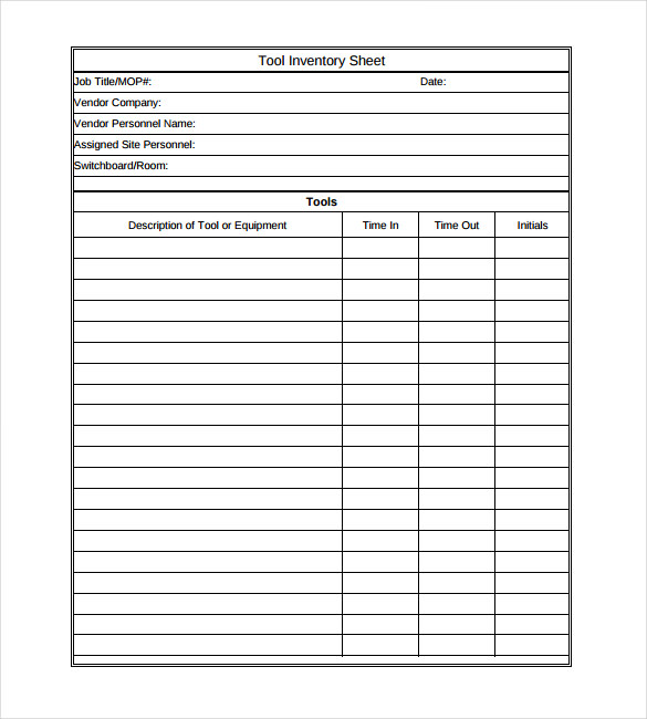 Tool Inventory Spread Sheet PDF Tool Inventory Spread Sheet PDF