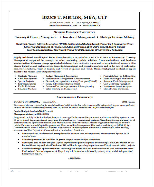 Financial Management Resume Financial Management Resume