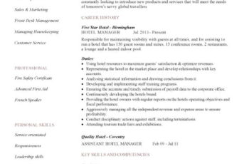 hotel manager resume
