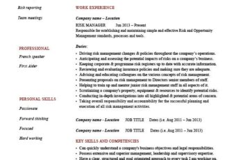 pic risk manager resume