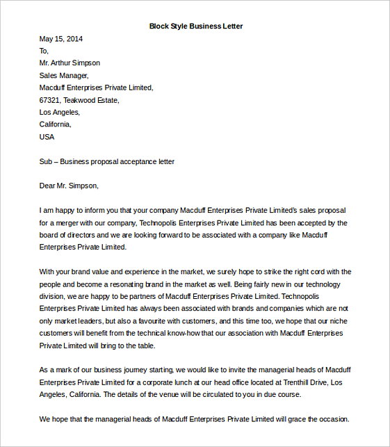 Block Style Business Letter templates MS Word Block Style Business Letter templates MS Word