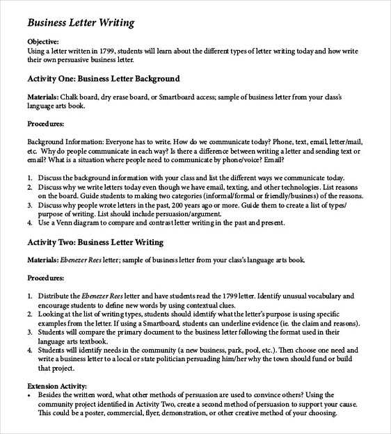 Business Letter Writing Sample Business Letter Writing Sample