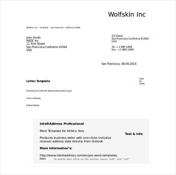 Doc Format Business Letter templates1 1 Doc Format Business Letter templates1 1