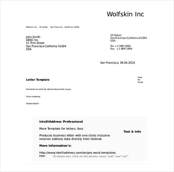 Doc Format Business Letter templates1 Doc Format Business Letter templates1