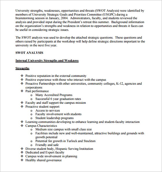 Higher Education SWOT Analysis Strategic Planning Higher Education SWOT Analysis Strategic Planning