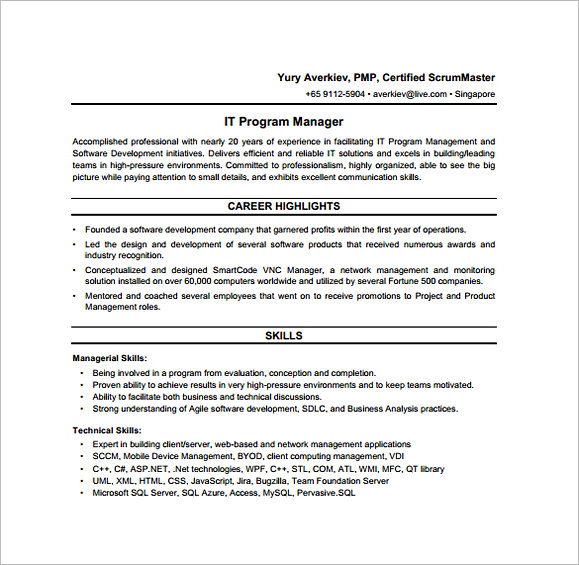 IT Program Regional Manager Job Description PDF Free Download IT Program Regional Manager Job Description PDF Free Download