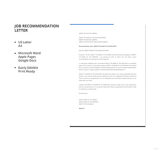 Job Recommendation Letter templates Job Recommendation Letter templates