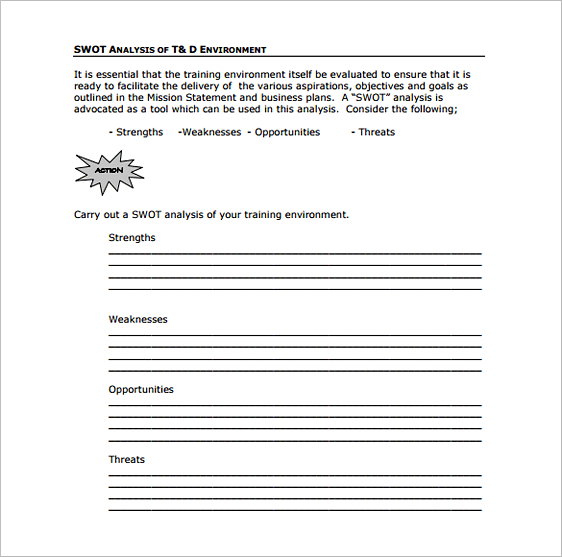 Printable SWOT Analysis Training Environment Printable SWOT Analysis Training Environment