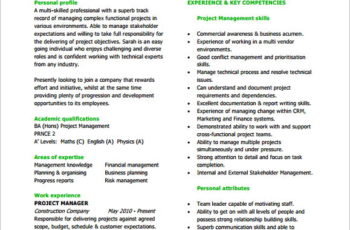 Project Manager Resume PDF Free Download 1