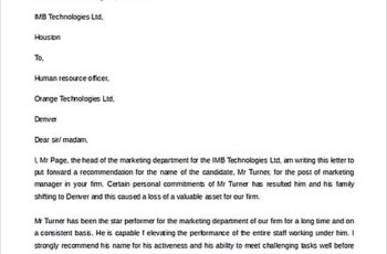 Recommendation Letter for Former Employee templates Example