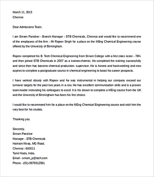 Recommendation Letter for an Engineering Student Word Doc Recommendation Letter for an Engineering Student Word Doc
