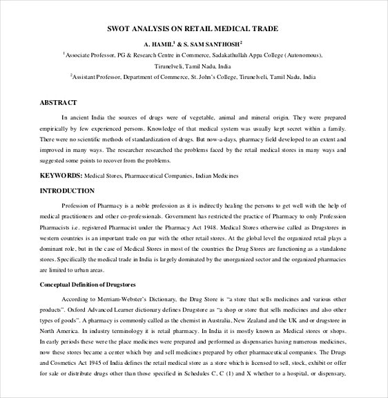 Retail SWOT Analysis Format1 Retail SWOT Analysis Format1
