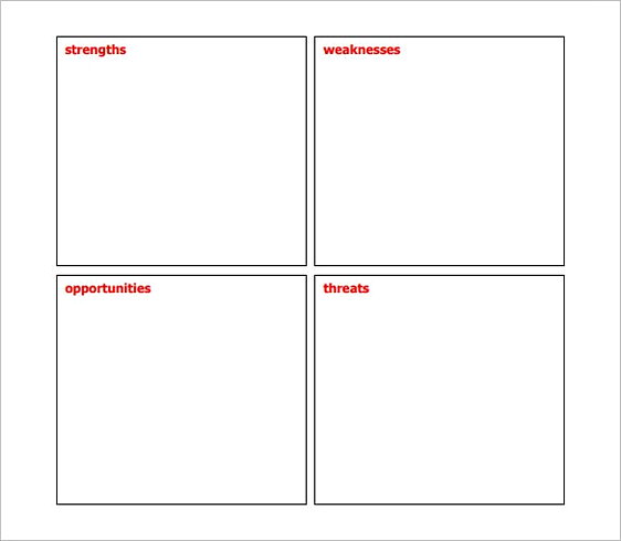 Sample Blank Business SWOT Analysis templates 1 Sample Blank Business SWOT Analysis templates 1