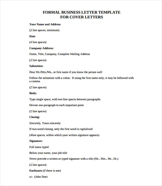 Sample Formal Business Letter templatesFormat Sample Formal Business Letter templatesFormat