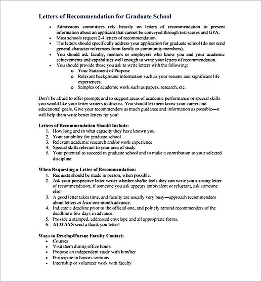 Sample Letter of Recommendation for Graduate SchoolFormat Sample Letter of Recommendation for Graduate SchoolFormat