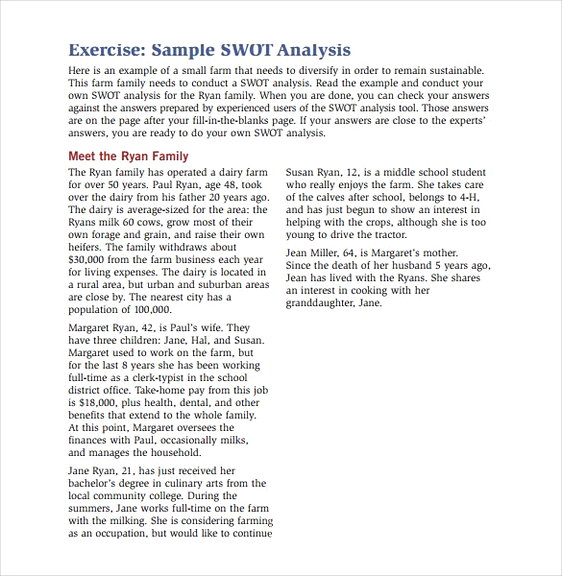 Sample SWOT Analysis Exercise1 Sample SWOT Analysis Exercise1