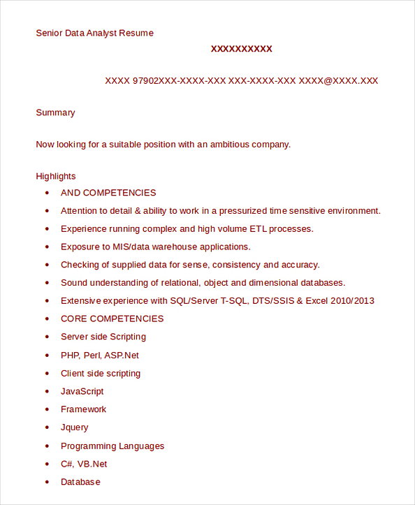 Senior Data Analyst Resume Example Senior Data Analyst Resume Example