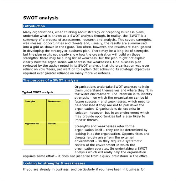 Swot Analysis Introduction Sample1 Swot Analysis Introduction Sample1