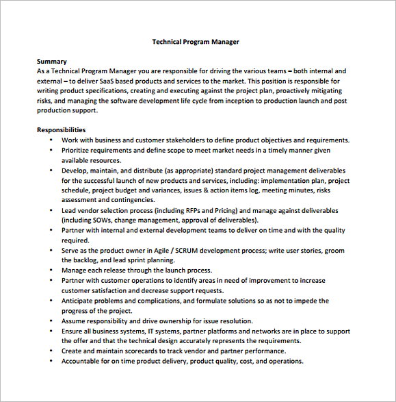 Technical Program Regional Manager Job Description PDF Free Download Technical Program Regional Manager Job Description PDF Free Download