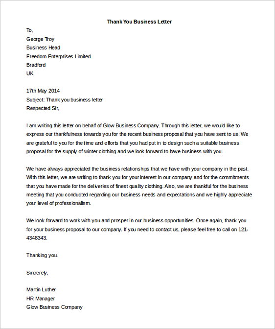 Thank You Business Letter templates Word Thank You Business Letter templates Word
