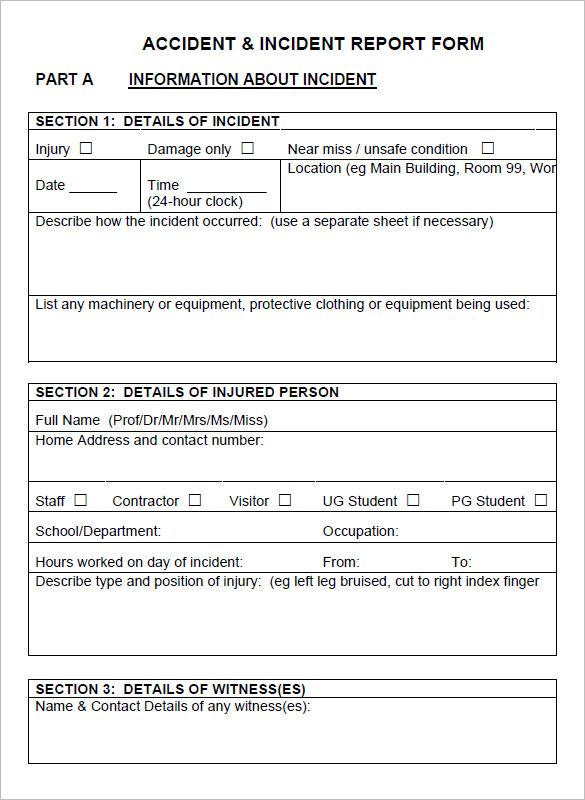 accident form template 10 accident report templates pdf doc free 