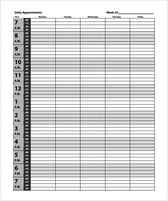 appointment book template free printable   Kleo.beachfix.co