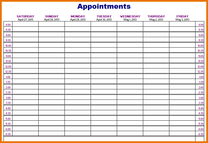 Appointment Book Templates Charlotte Clergy Coalition