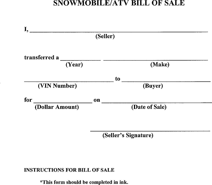 Free All Terrain Vehicle (ATV) Bill of Sale Form | PDF | Word (.doc)
