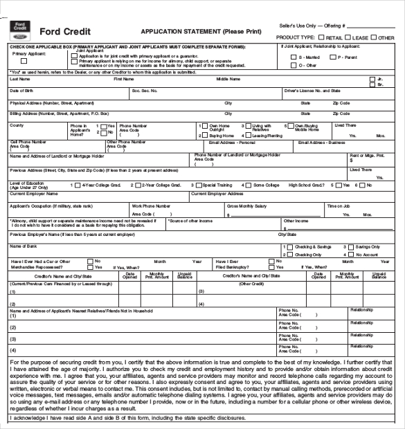Consumer Credit Application   Template & Sample Form | Biztree.com