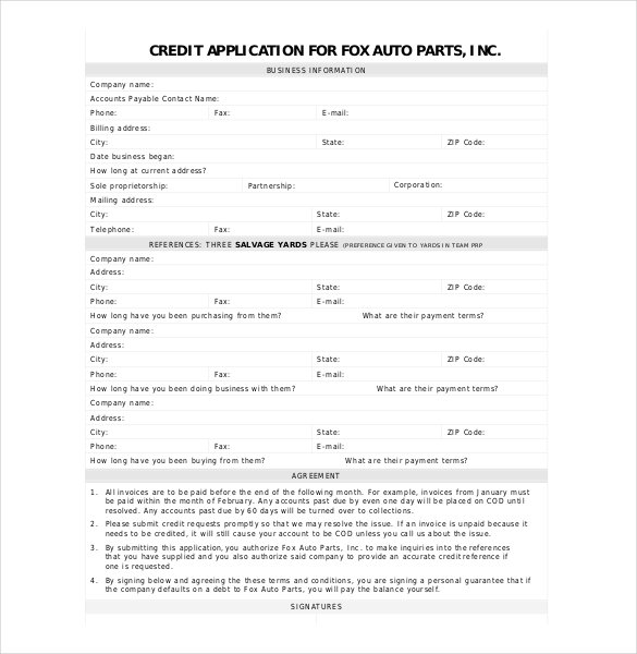 automotive credit application template   Kleo.beachfix.co