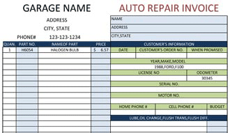 vehicle repair request form template free automotive repair order 