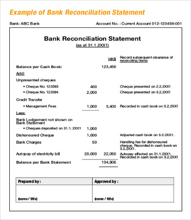 Bank Reconciliation Template   11+ Free Excel, PDF Documents 