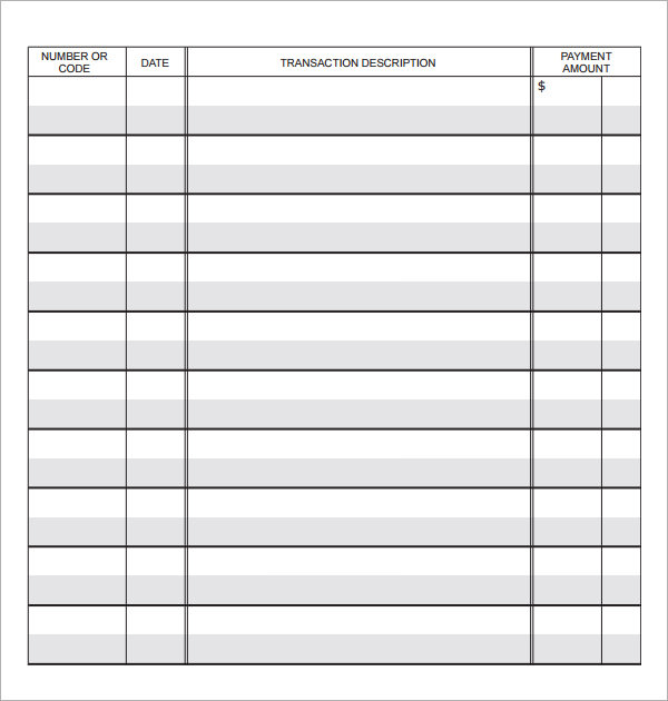 Account Register Template with Sub Accounts in Excel