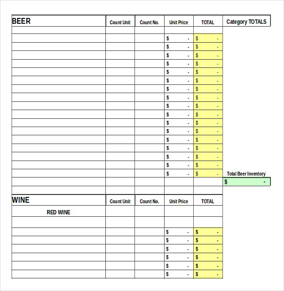Bar Inventory Template – 11+ Free Word, Excel, PDF Documents 