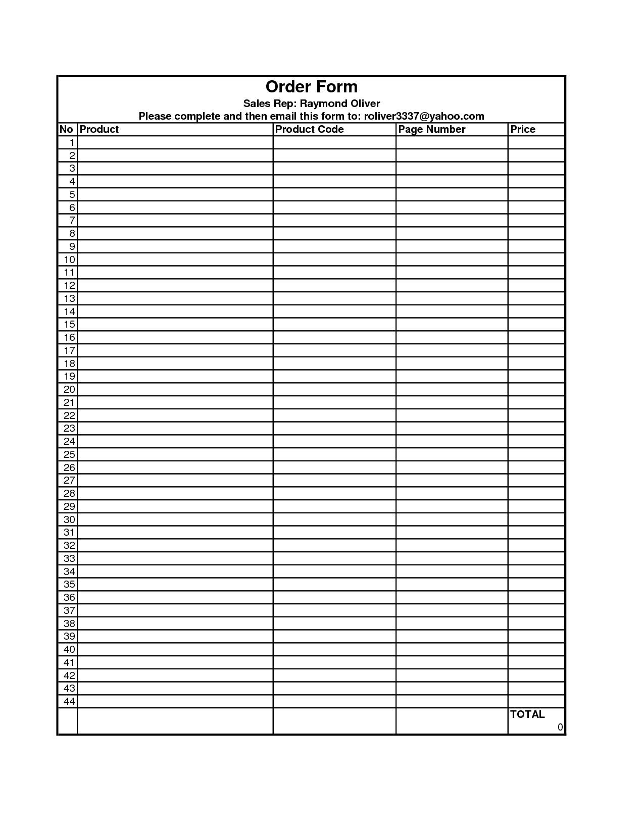 Blank Order Form Printable Charlotte Clergy Coalition