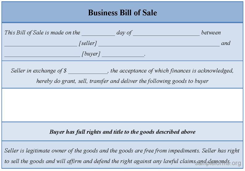 business bill of sale template