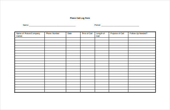 client call log sheet template