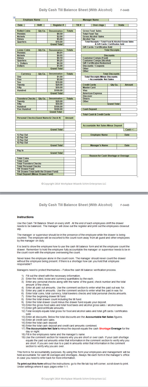 Cash Register Balance Sheet Template and Best 25 Balance Sheet 