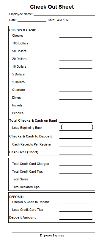 Free Printable Daily Cash Register Closing Sheet