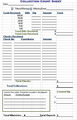 Offering Count Sheet Template