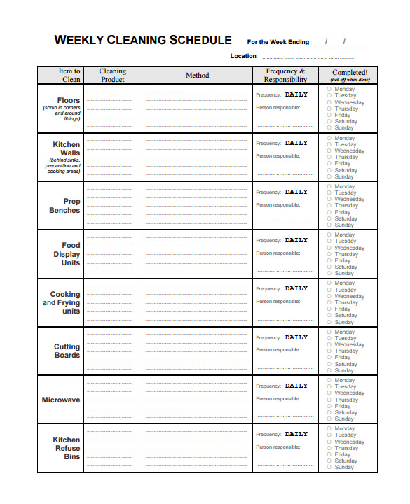 weekly cleaning checklist template   Boat.jeremyeaton.co