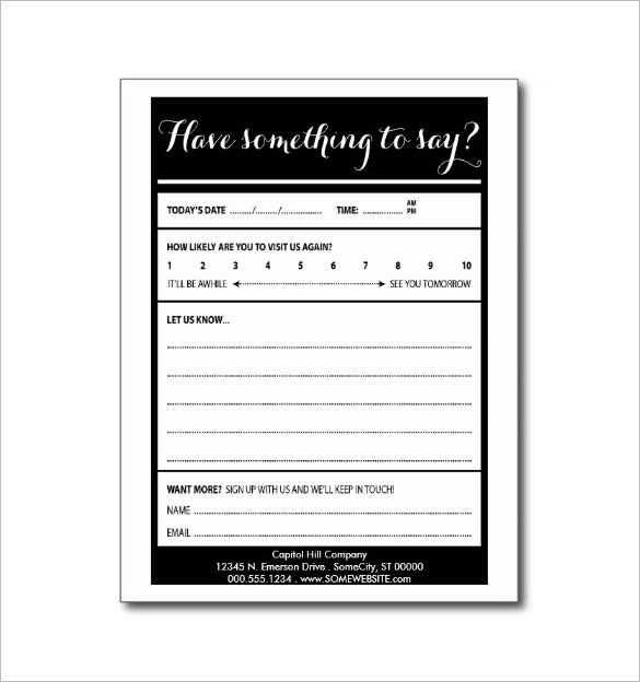 Comment Card Template – 24+ Free Printable Sample, Example, Format 