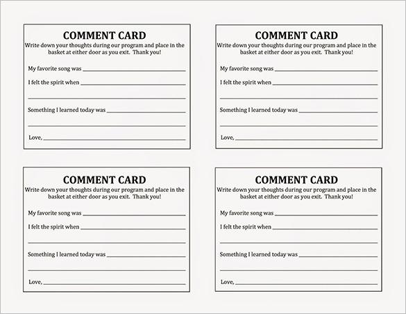 customer comment card template   Gecce.tackletarts.co