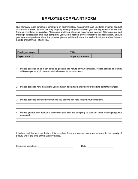 formal complaint form template 23 hr complaint forms free sample 