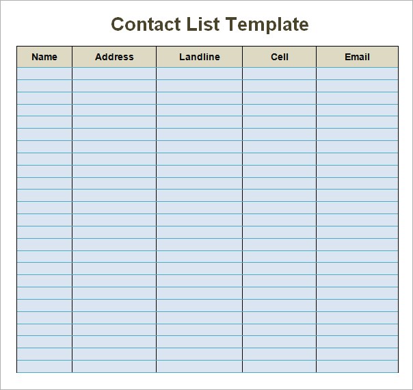 Contact List Template   10+ Free Word, Excel, PDF Format | Free 