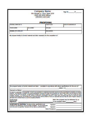 Proposal And Bid System Optimiser Free Printable Forms Image 