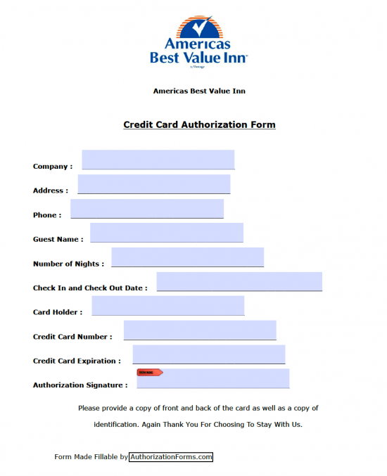 Authorization For Credit Card Use   Free Authorization Forms